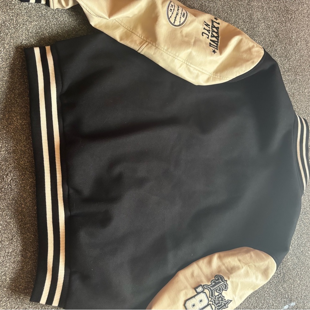 NWT Mens Sz XXL Aeropostale Champion Black and Cream Varsity Jacket - Picture 12 of 13